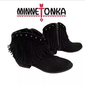Minnetonka Bandera Studded Booties with Fringe